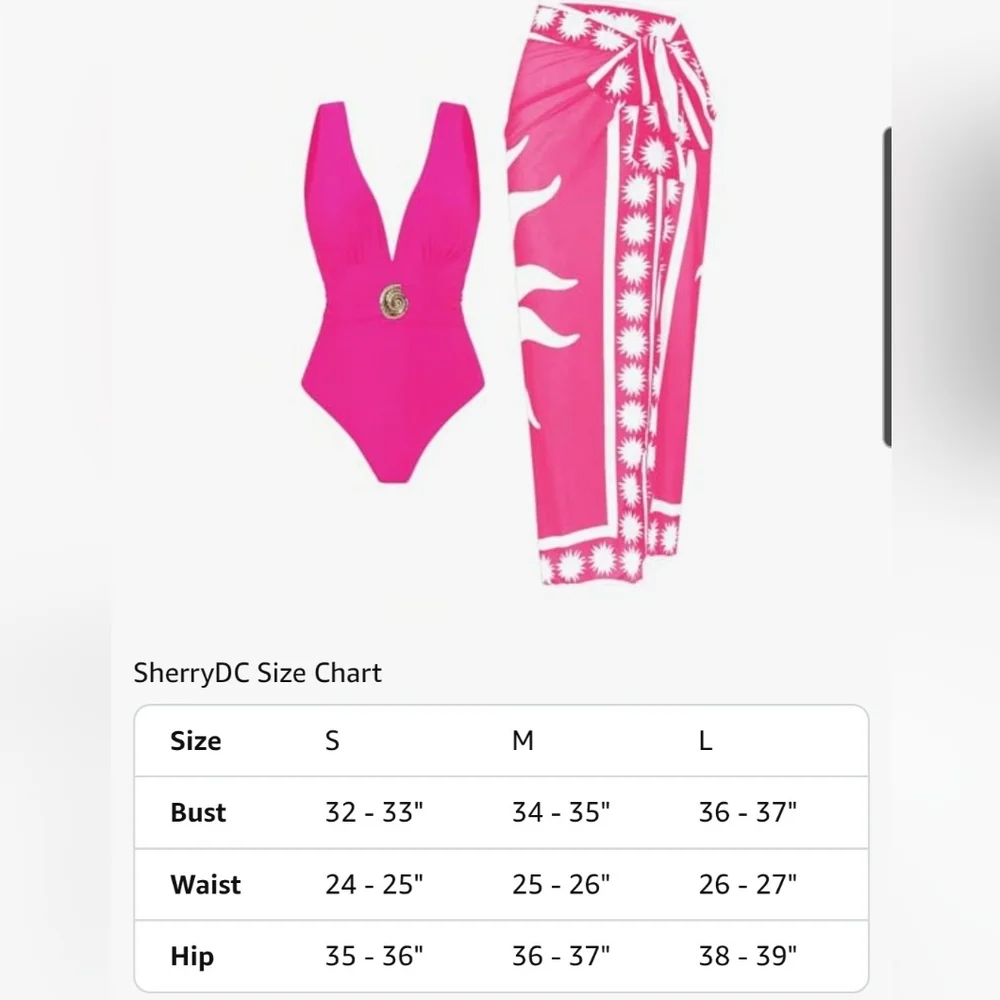 Vibrant Pink Women's One Piece Swimsuit With Wrap Size Med
